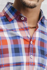 camisa cuadros azul hombre