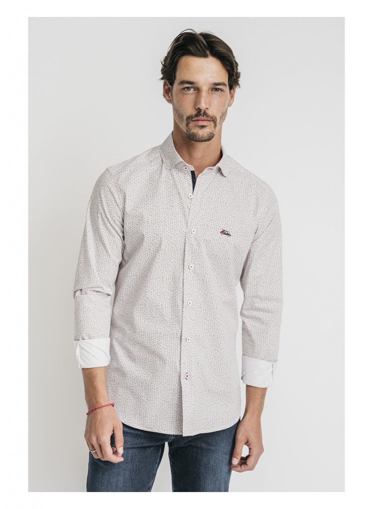 camisa manga larga hombre estampado amarillo azul camisa manga larga hombre estampado amarillo azul
