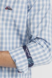 camisa estampada de cuadros vichy azul