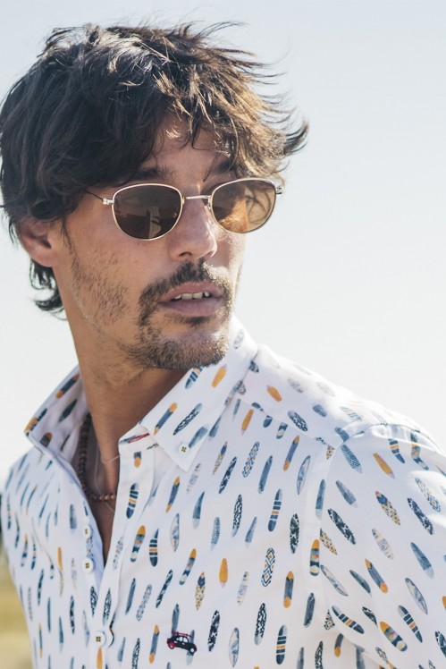 camisa estampada hombre manga corta tablas surf