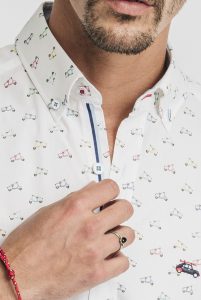 camisa estampada hombre manga larga vespa