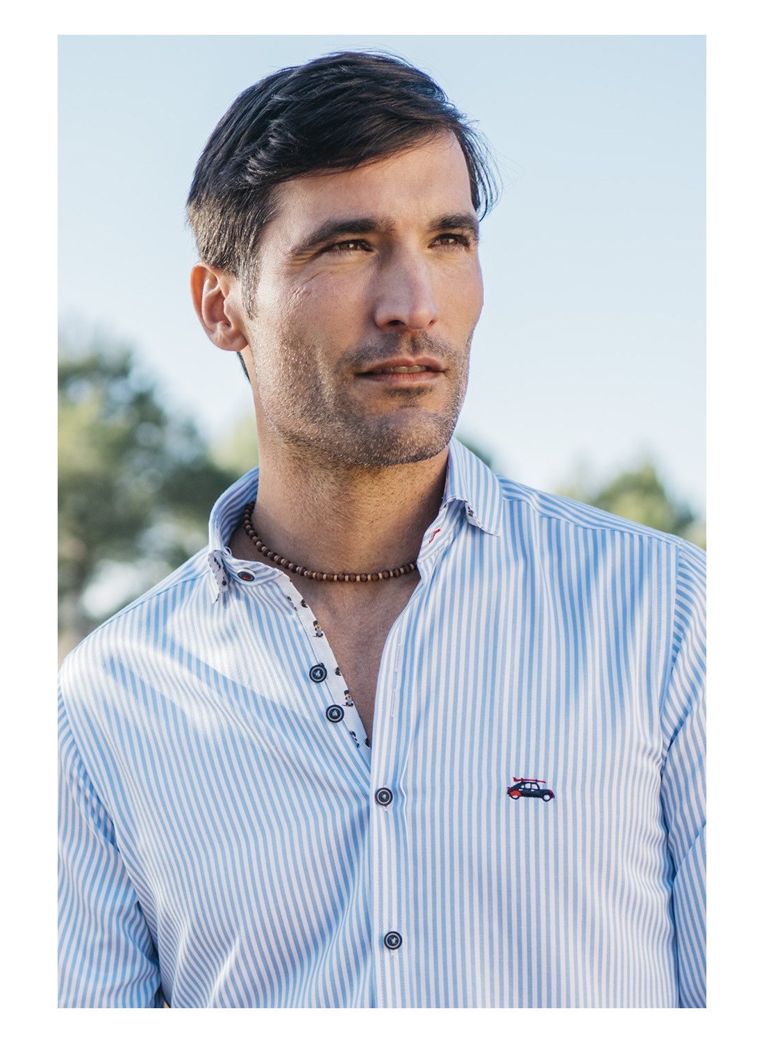 Camisa de hombre rayas azules y blancas
