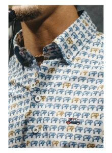 camisa de hombre con estampado de hipopotamos