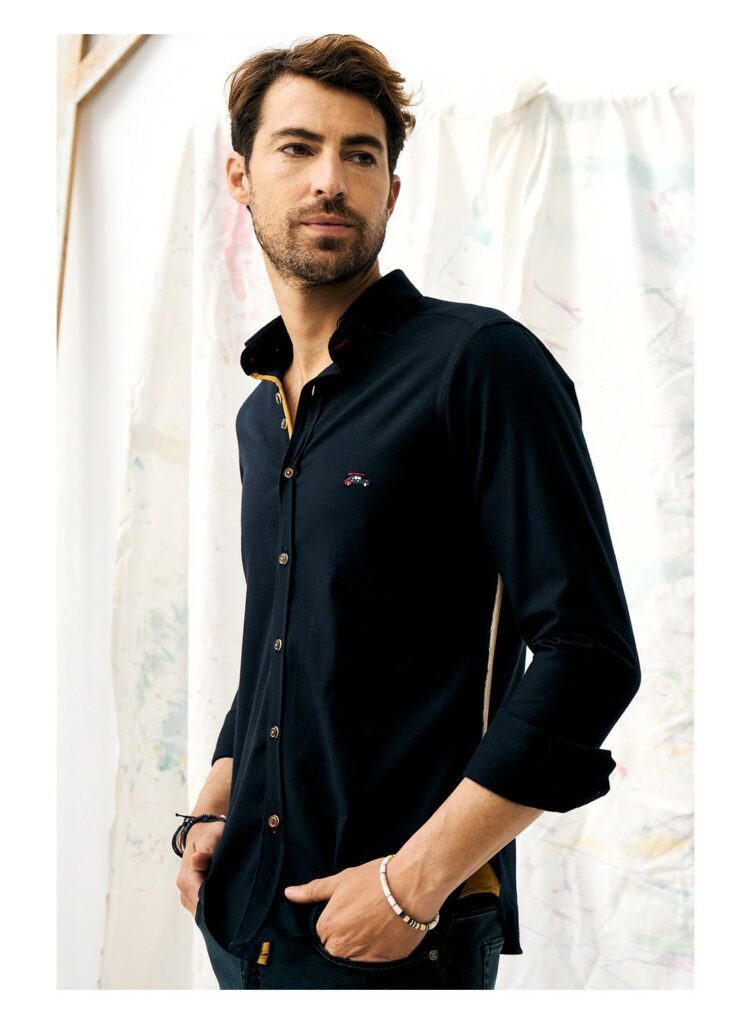 camisa color marino slim fit