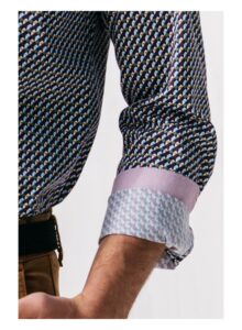 camisa hombre estampado geometrico retro