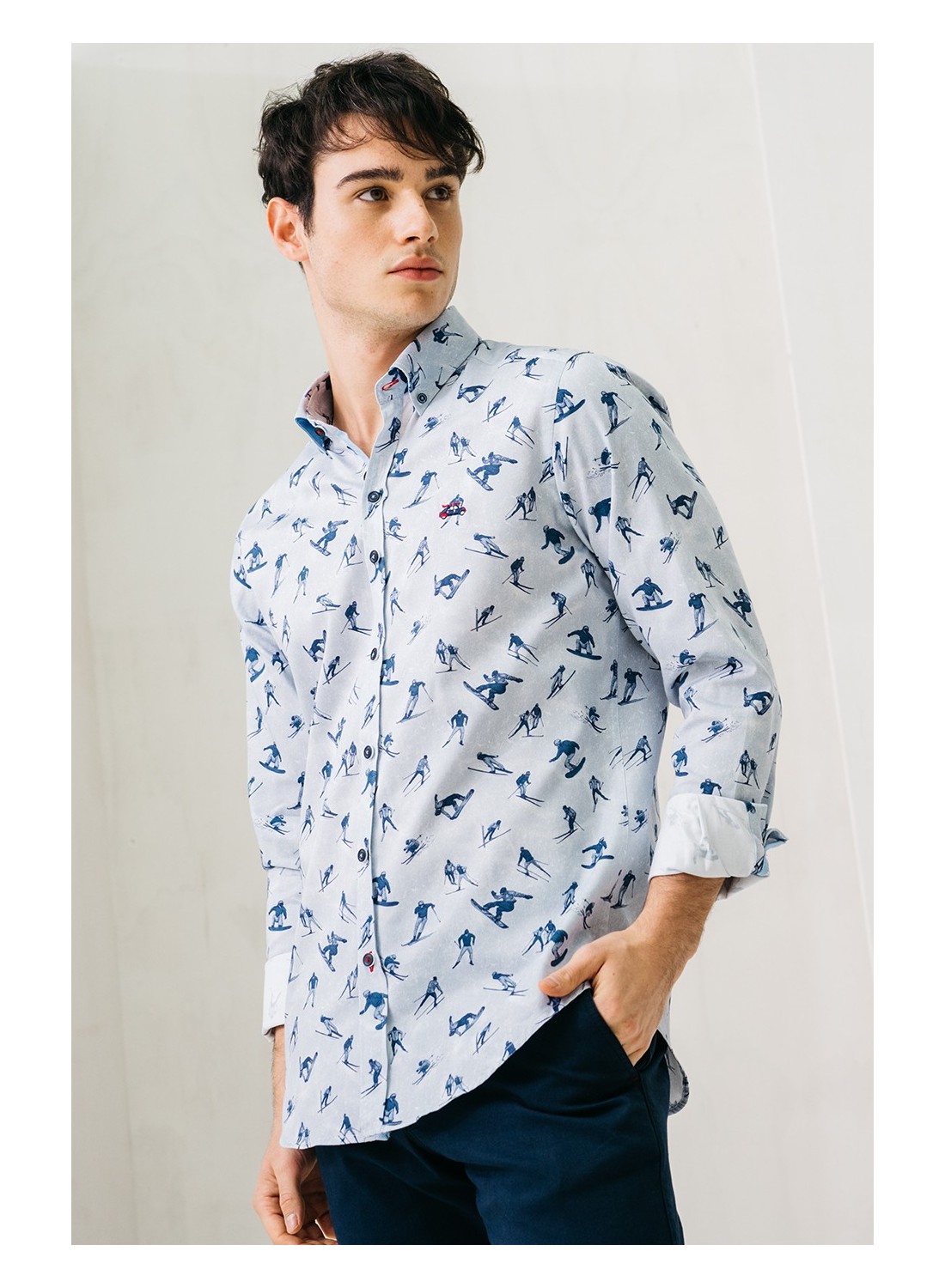camisa hombre estampado deportes invierno