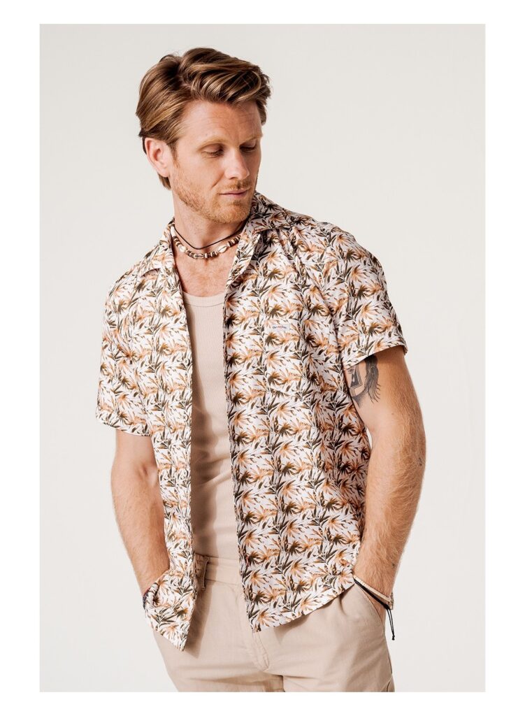 Camisa bowling hojas marrones