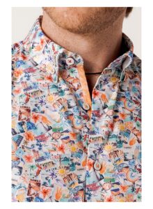 Camisa estampada hombre escenas veraniegas