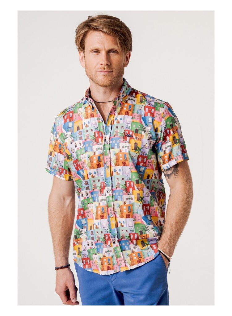 Camisa hombre regular fit casas multicolor