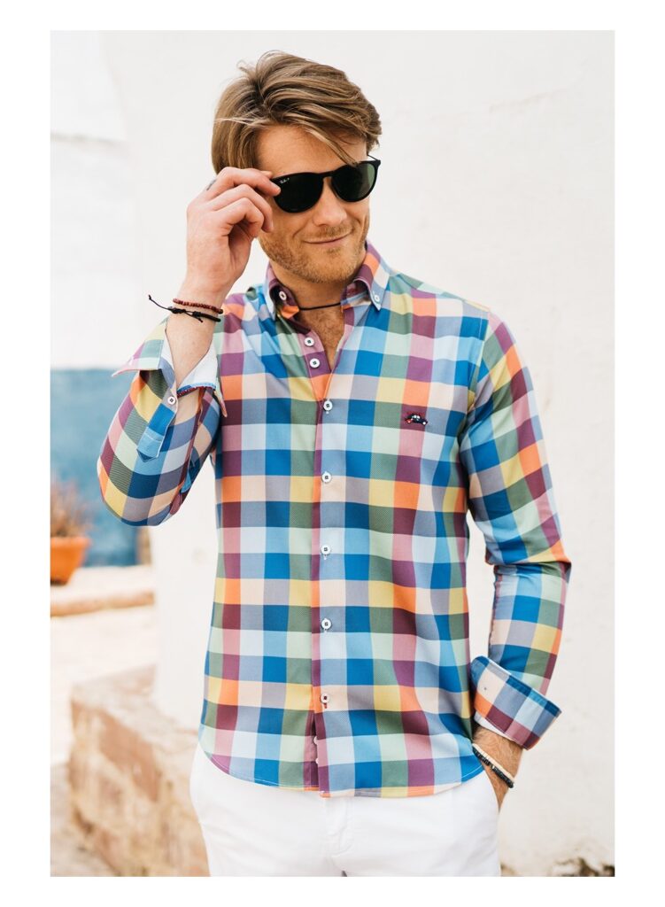 Camisa hombre regular fit cuadros multicolor