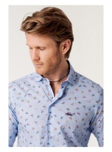 Camisa hombre regular fit cuadros y scooters azul