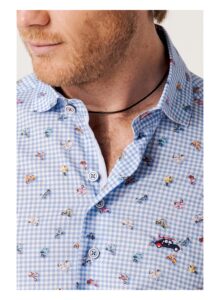 Camisa hombre regular fit cuadros y scooters azul