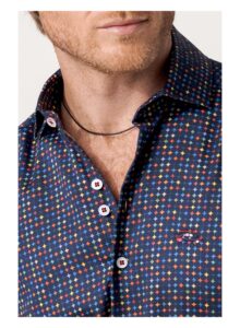 Camisa hombre regular fit estampado estrellas multicolor azul marino