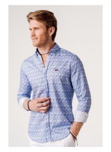 Camisa hombre regular fit loros azules