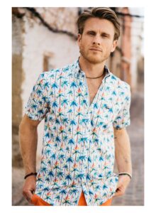 Camisa hombre regular fit palmeras multicolor