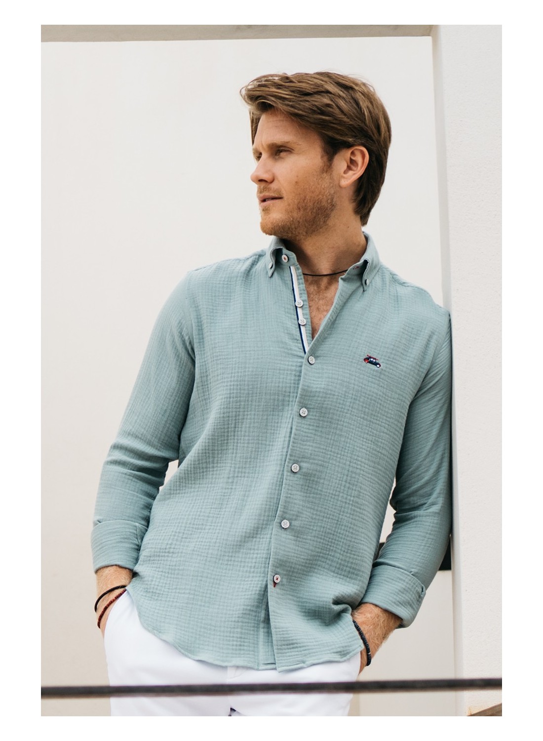 Camisa hombre regular fit verde