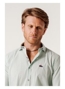 Camisa hombre seersucker rayas verdes