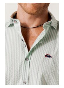Camisa hombre seersucker rayas verdes