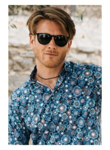 Camisa hombre slim fit girasoles azules azul marino
