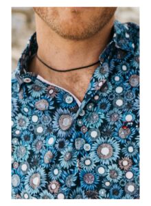 Camisa hombre slim fit girasoles azules azul marino
