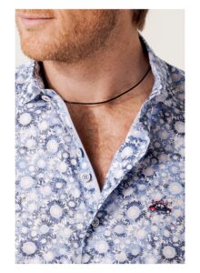 Camisa manga corta regular fit girasoles azules