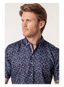 Camisa manga corta regular fit scooters y cascos azul marino