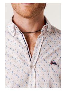 Camisa regular fit estampado limones beige y azul