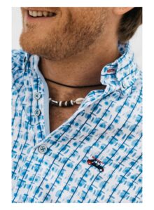 Camisa slim fit estampado abstracto azul