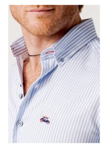 Camisa slim fit rayas azul celeste