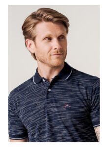 Polo jacquard textura manga corta color marino