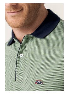 Polo jacquard textura manga corta color verde y marino