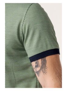 Polo jacquard textura manga corta color verde y marino